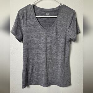 Athletic Works T-Shirt Women's Size S Gray Heather V-neck Activewear Short Slv